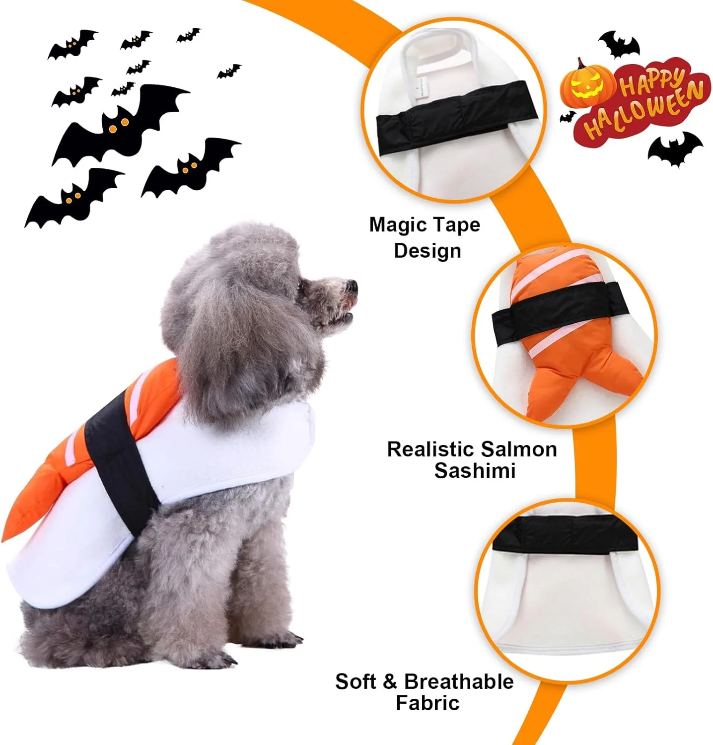 لباس سگ طرح سوشی Coppthinktu، لباس خنده دار حیوانات خانگی برای هالووین، سایز متوسط، چند رنگ