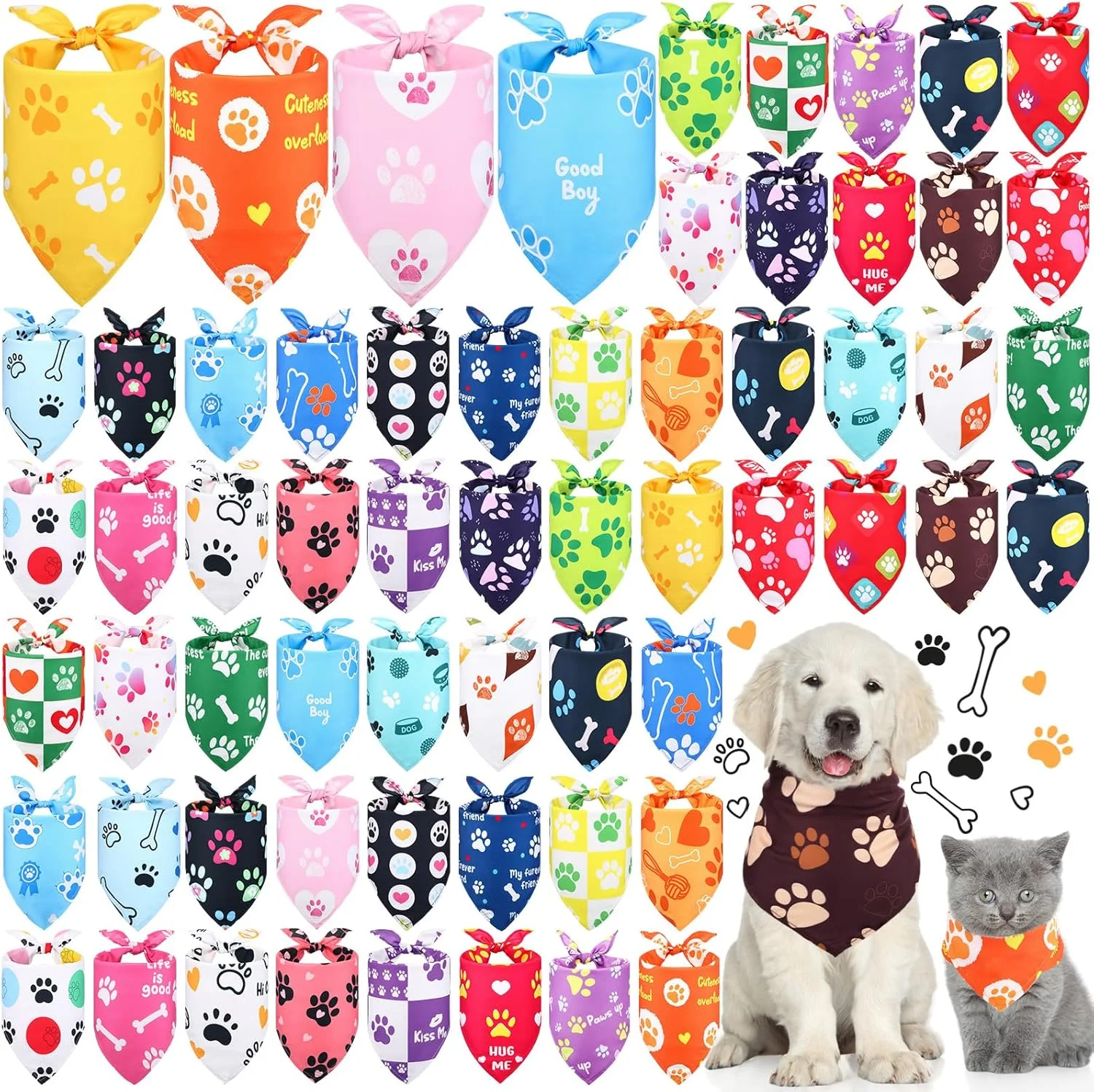 بسته 60 عددی دستمال گردن سگ طرح چهارخانه، پیشبند حیوانات خانگی، دستمال سر توله سگ، قابل تنظیم و شستشو، لوازم جانبی لباس حیوانات خانگی برای گربه ها و سگ های کوچک تا بزرگ