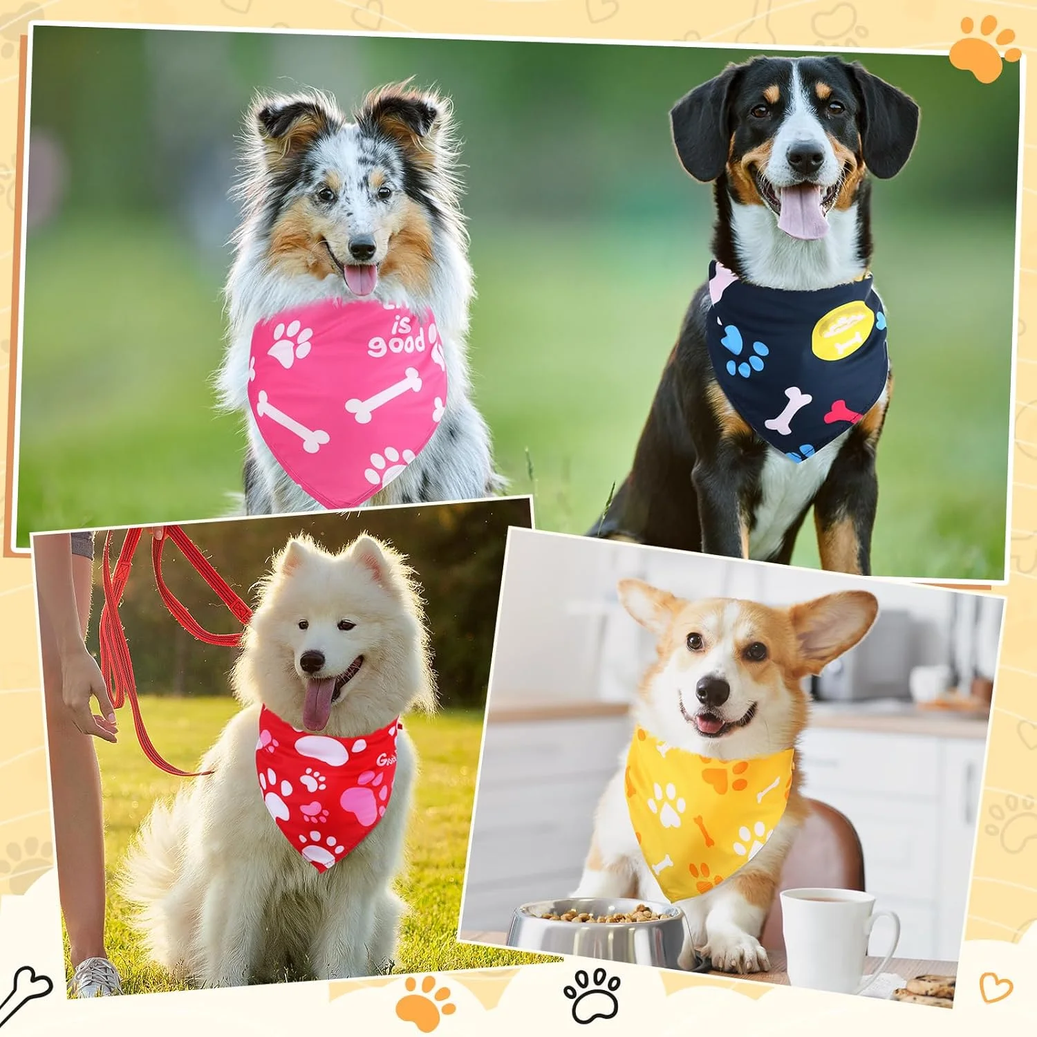 بسته 60 عددی دستمال گردن سگ طرح چهارخانه، پیشبند حیوانات خانگی، دستمال سر توله سگ، قابل تنظیم و شستشو، لوازم جانبی لباس حیوانات خانگی برای گربه ها و سگ های کوچک تا بزرگ