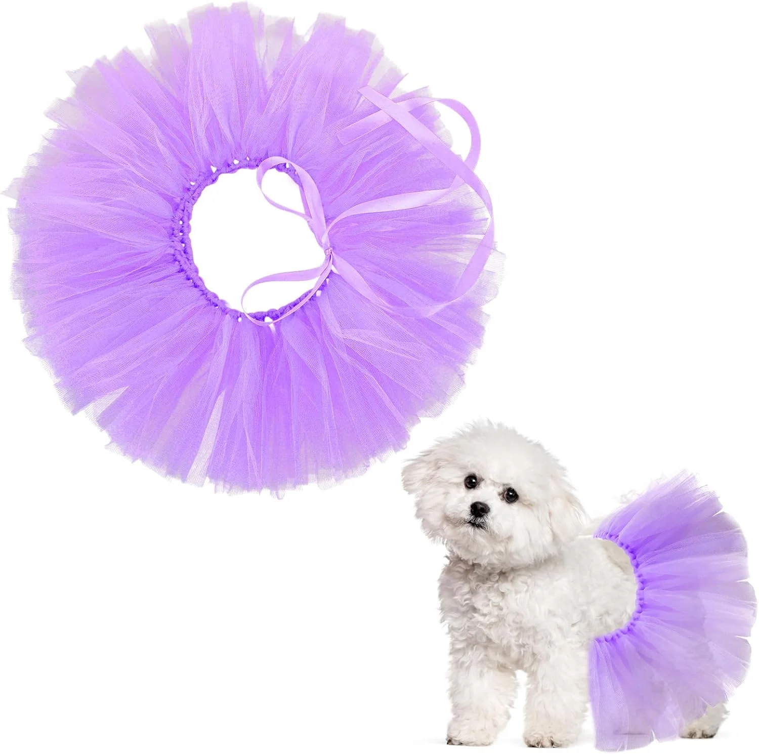 دامن توتو بنفش سگ برای سگ های کوچک، بزرگ و متوسط، لباس های دامن زیبا برای توله سگ، مناسب برای جشن تولد، عروسی، عکاسی