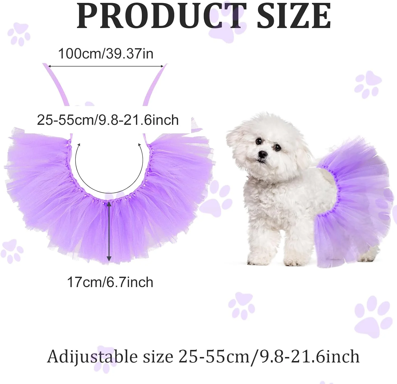 دامن توتو بنفش سگ برای سگ های کوچک، بزرگ و متوسط، لباس های دامن زیبا برای توله سگ، مناسب برای جشن تولد، عروسی، عکاسی