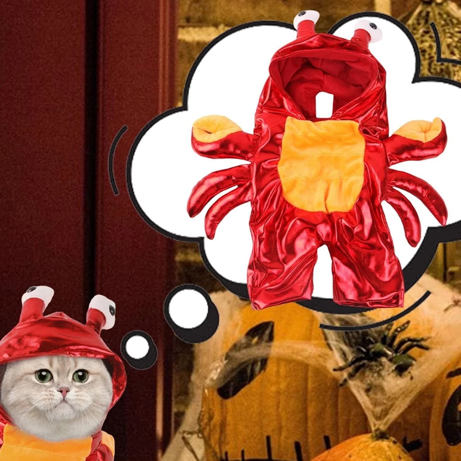 لباس سگ طرح خرچنگ | لباس حیوانات خانگی مناسب هالووین، لباس سگ و گربه برای پیاده روی، جشن ها و مهمانی های فضای باز