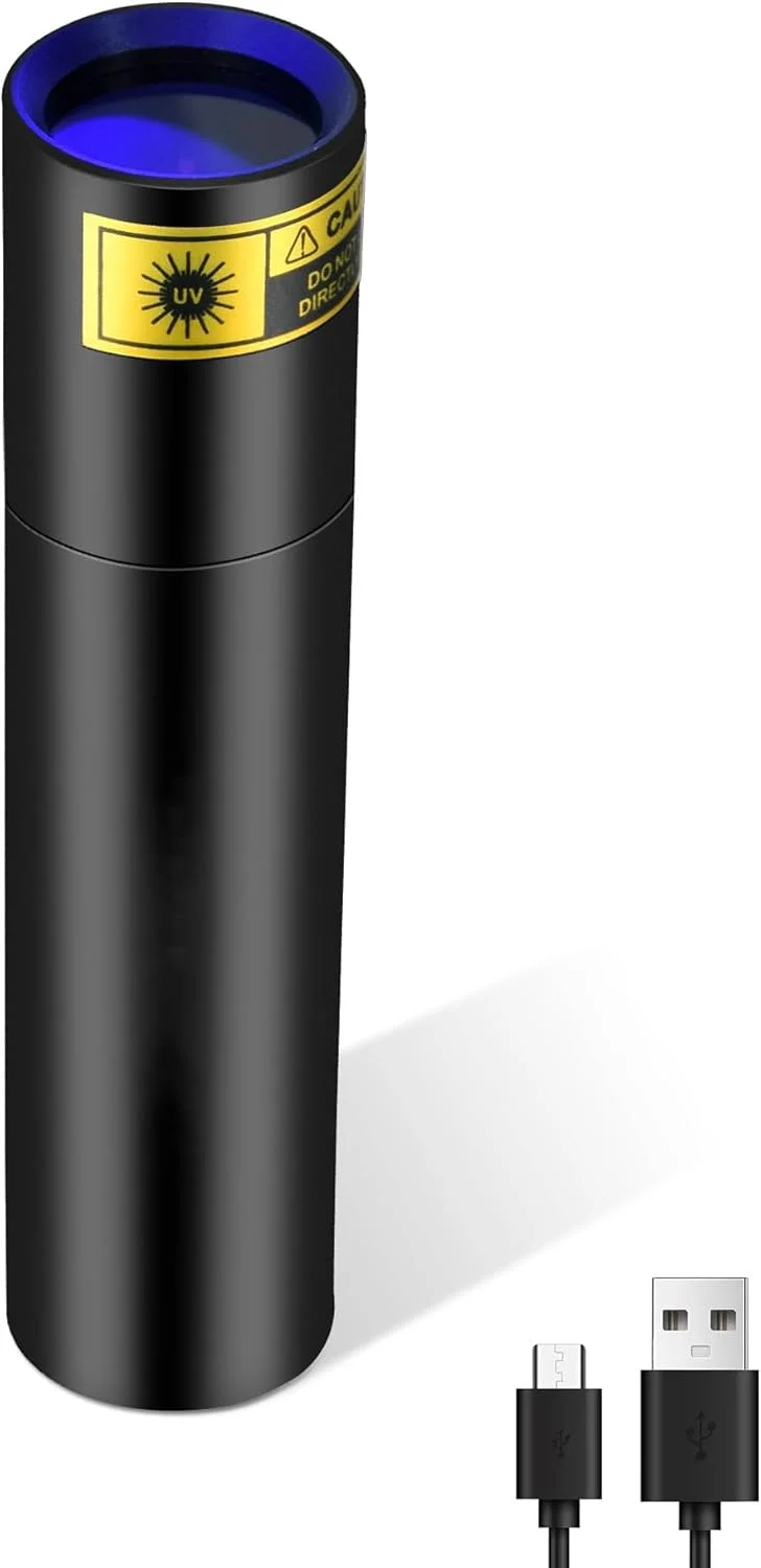 چراغ قوه فرابنفش TERRIFI 365 نانومتر - چراغ LED فرابنفش کوچک قابل حمل و قابل شارژ برای تشخیص لکه های ادرار حیوانات خانگی، مواد فلورسنت، پول و کهربا چراغ قوه فرابنفش TERRIFI 365 نانومتر - چراغ LED فرابنفش کوچک قابل حمل و قابل شارژ برای تشخیص لکه های ادرار حیوانات خانگی، مواد فلورسنت، پول و کهربا