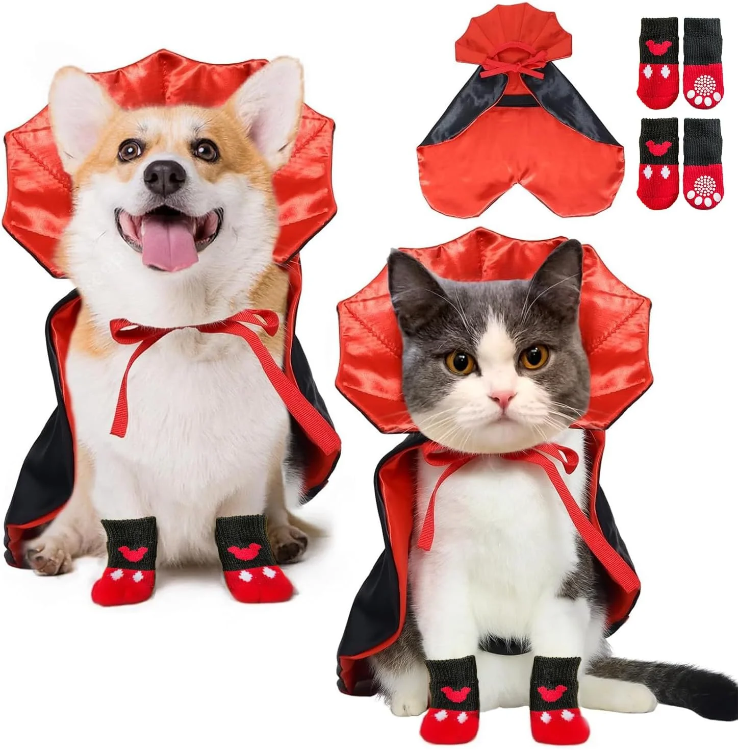 شنل خون آشام سگ و گربه مناسب هالووین برای سگ های کوچک، متوسط و بزرگ