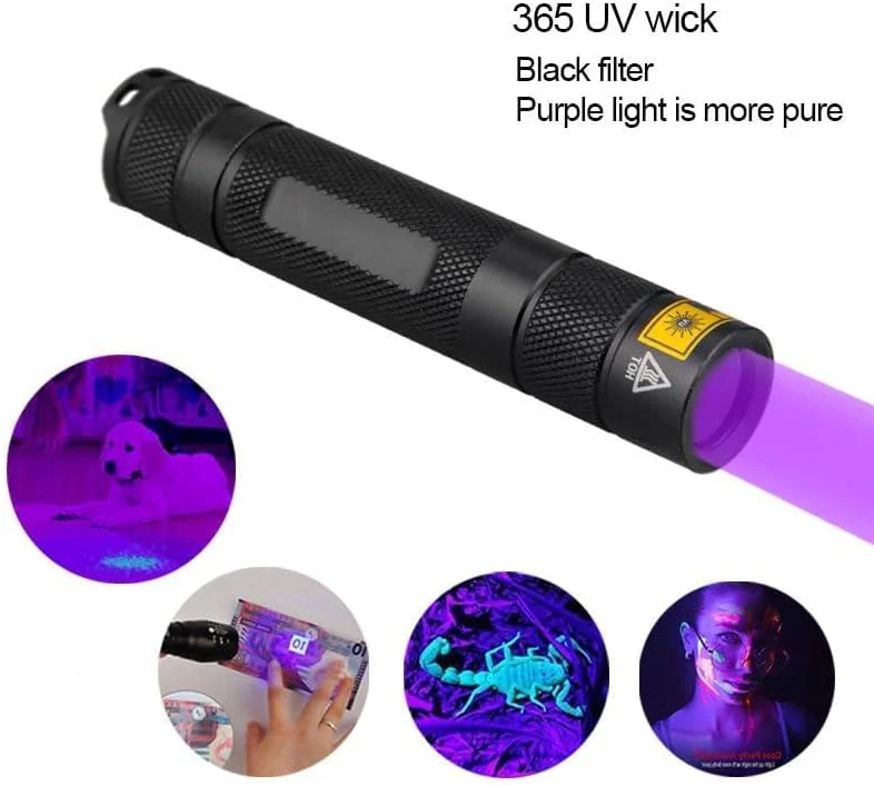 چراغ قوه UV TERRIFI، چراغ قوه نور سیاه UV 365 نانومتری برای تشخیص ادرار حیوانات خانگی و خشک کردن رزین (چراغ قوه UV + شارژر + باتری 18650) چراغ قوه UV TERRIFI، چراغ قوه نور سیاه UV 365 نانومتری برای تشخیص ادرار حیوانات خانگی و خشک کردن رزین (چراغ قوه UV + شارژر + باتری 18650)