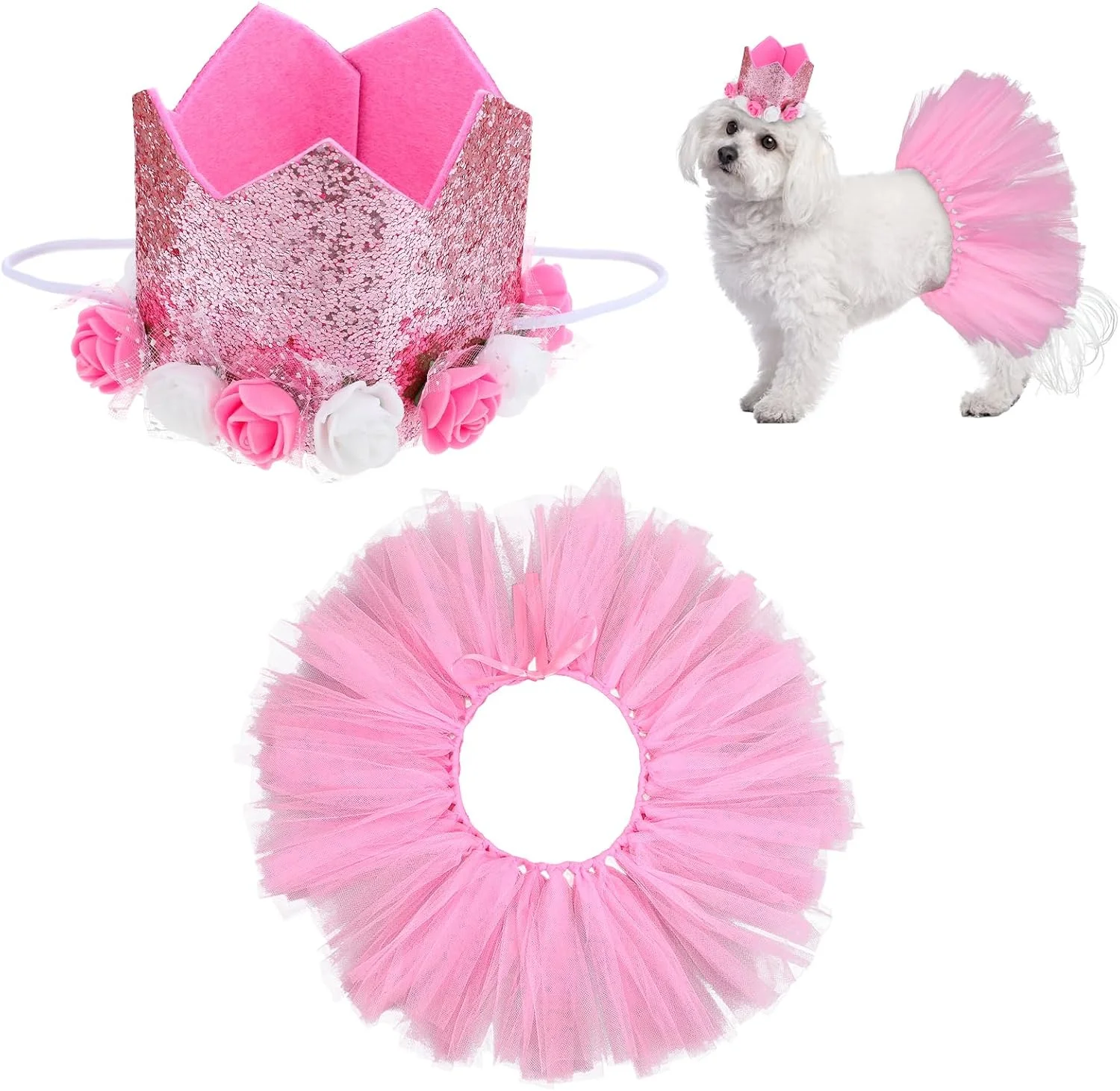 دامن توتو سگ صورتی، دامن و کلاه لباس سگ زیبا برای سگ های کوچک، متوسط و بزرگ، قابل تنظیم برای جشن تولد، عروسی، مهمانی، و عکاسی دامن توتو سگ صورتی، دامن و کلاه لباس سگ زیبا برای سگ های کوچک، متوسط و بزرگ، قابل تنظیم برای جشن تولد، عروسی، مهمانی، و عکاسی