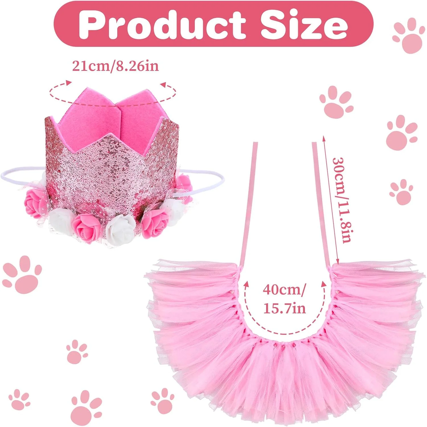 دامن توتو سگ صورتی، دامن و کلاه لباس سگ زیبا برای سگ های کوچک، متوسط و بزرگ، قابل تنظیم برای جشن تولد، عروسی، مهمانی، و عکاسی