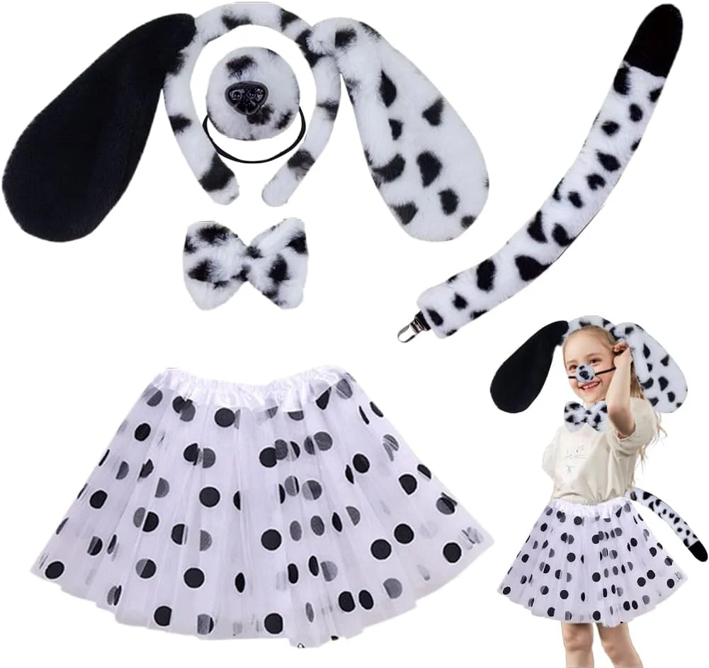 ست 5 تکه لباس سگ، لباس حیوانات کارناوال شامل سربند، دم، پاپیون و توتو برای مهمانی با تم کارناوال، هالووین، مهمانی بالماسکه ست 5 تکه لباس سگ، لباس حیوانات کارناوال شامل سربند، دم، پاپیون و توتو برای مهمانی با تم کارناوال، هالووین، مهمانی بالماسکه