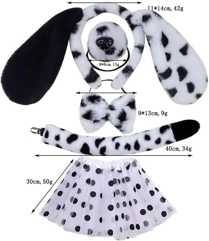 ست 5 تکه لباس سگ، لباس حیوانات کارناوال شامل سربند، دم، پاپیون و توتو برای مهمانی با تم کارناوال، هالووین، مهمانی بالماسکه