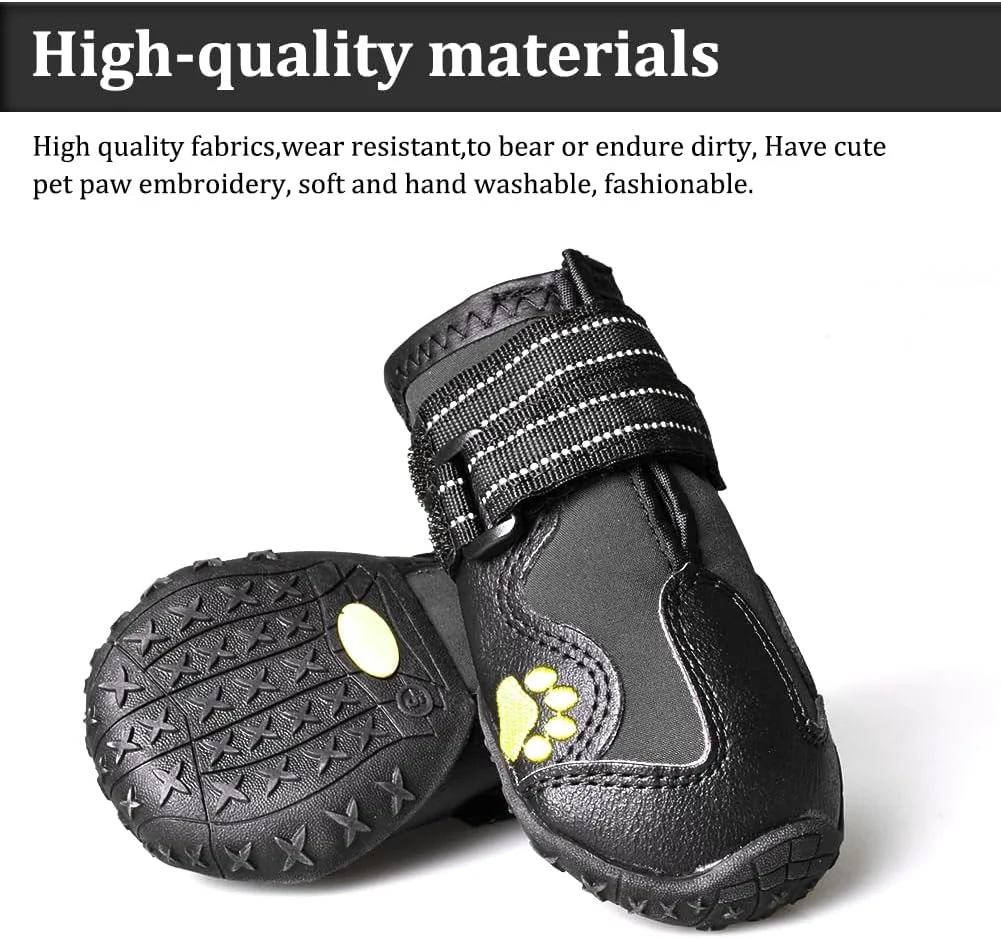 کفش سگ CovertSafe، ضد لغزش و ضد آب، مناسب سگ های متوسط تا بزرگ، 4 عدد با زیره مقاوم - مشکی-قرمز