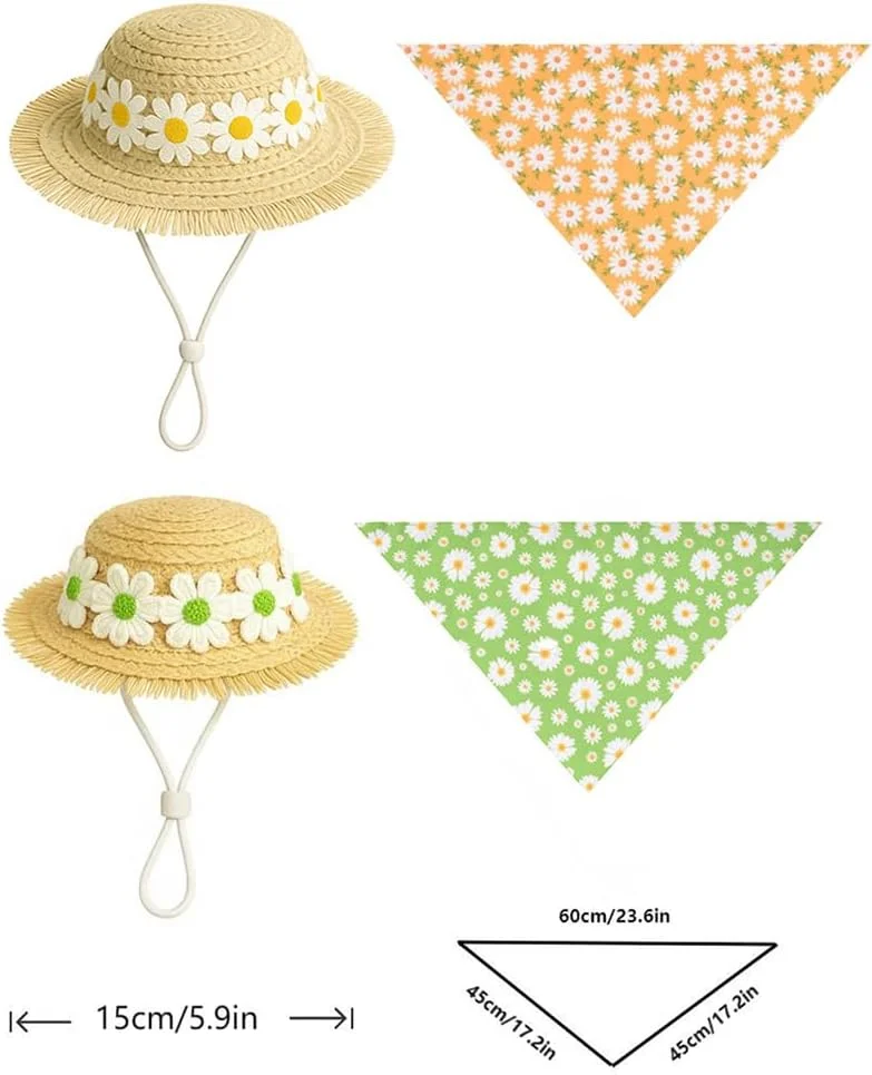 کلاه حصیری تزئینی حیوانات خانگی طرح زنبور، مناسب مهمانی و دکوراسیون، رنگ زرد