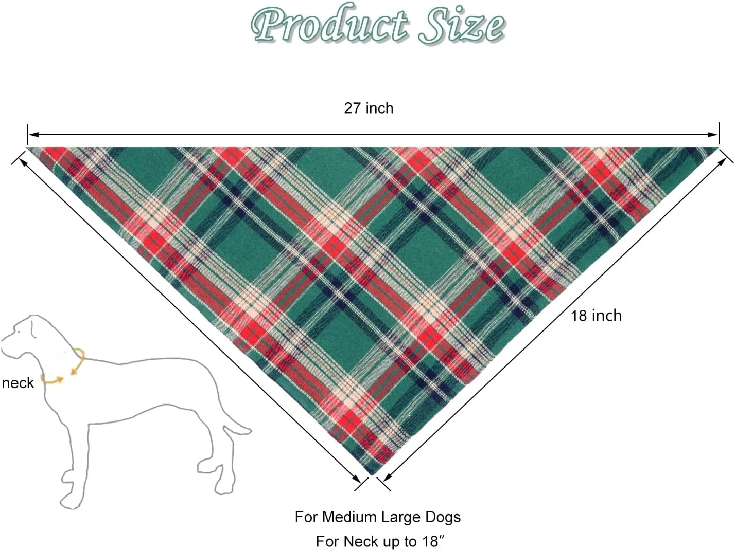 دستمال گردن سگ کریسمس، لباس تعطیلات، طرح راه راه چهارخانه کلاسیک، لباس سگ مثلثی برای پسران و دختران، شال گردن حیوانات خانگی چهارخانه قرمز و سبز زمستانی برای سگ های متوسط تا بزرگ (2 عدد)