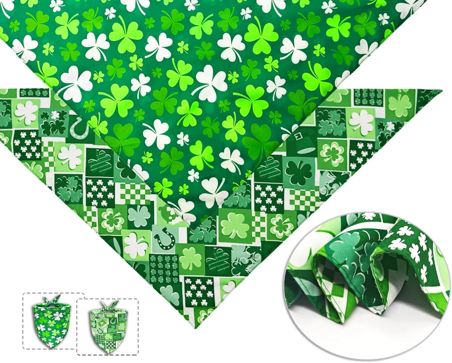 دستمال گردن سگ CozyHaus با طرح شبدر ایرلندی، لباس تعطیلات سگ، روسری حیوانات خانگی برای سگ های متوسط تا بزرگ (سبز، 2 عدد) دستمال گردن سگ CozyHaus با طرح شبدر ایرلندی، لباس تعطیلات سگ، روسری حیوانات خانگی برای سگ های متوسط تا بزرگ (سبز، 2 عدد)