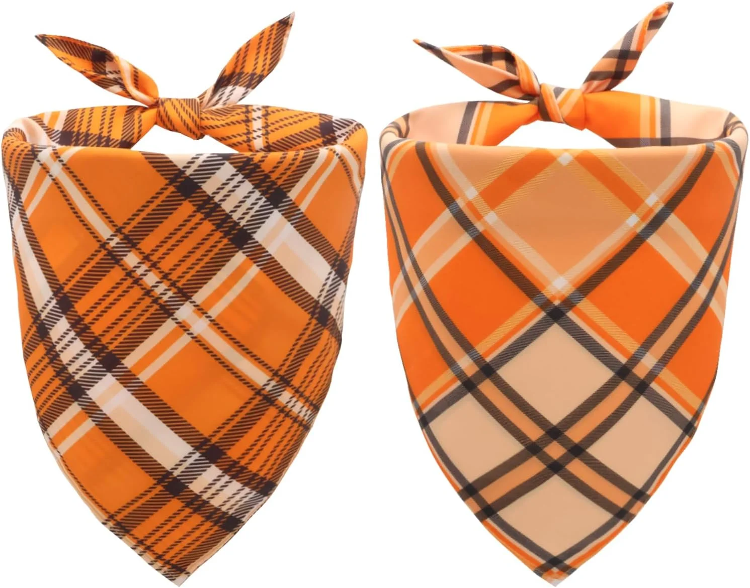 دستمال گردن سگ پاییزی CozyHaus، لباس سگ چهارخانه نارنجی، شال گردن فصلی حیوانات خانگی برای سگ های پسر و دختر، لباس حیوانات خانگی تعطیلات برگشت پذیر برای سگ های متوسط ​​تا بزرگ (2 عدد، نارنجی)