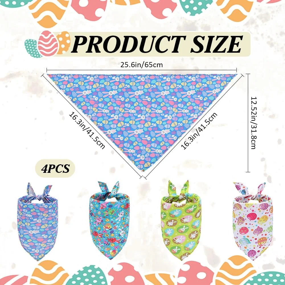 کراسپایر 4 مدل دستمال گردن سگ طرح خرگوش و تخم مرغ عید پاک، دستمال گردن مثلثی رنگارنگ سگ، اکسسوری تزئینی قلاده برای هدیه به دوستداران سگ