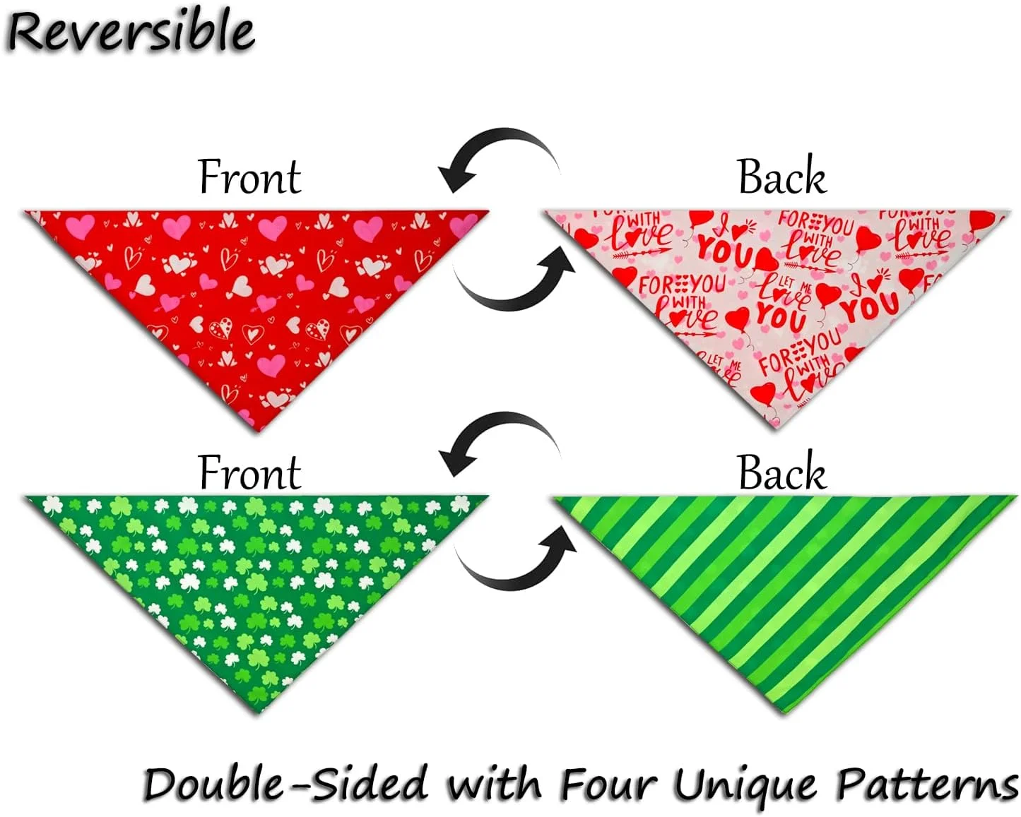 ست دستمال گردن سگ Cozyhaus برای روز ولنتاین و روز سنت پاتریک، دو عدد، لباس سگ برای مهمانی تعطیلات، شال گردن حیوانات خانگی برای پسران و دختران، هدیه دستمال سر سگ برای سگ های متوسط ​​تا بزرگ (قرمز، سبز، 2 عدد)