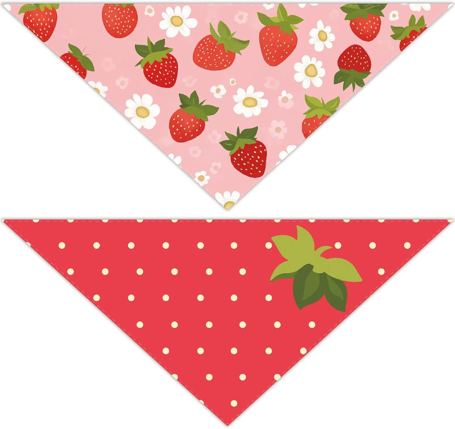 کراسپایر 2 عدد دستمال گردن سگ با طرح توت فرنگی، آناناس، توری سفید و مثلثی، قرمز و صورتی برای سگ های متوسط و بزرگ، پیشبند گربه دو طرفه با طرح میوه، لوازم جانبی قابل تنظیم