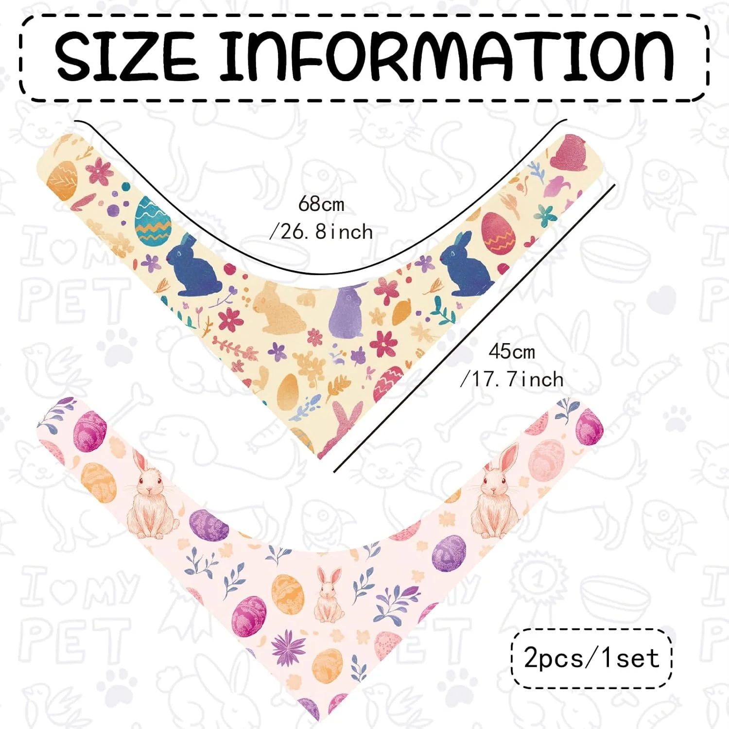 کراسپیر بسته 2 عددی سگ خرگوشی، آناناس، تخم مرغ های عید پاک، روسری مثلثی آناناس برای سگ های متوسط و بزرگ، حوله گربه برگشت پذیر، پیشبند گربه قابل تنظیم، لوازم جانبی حیوانات خانگی، مهمانی روز عید پاک