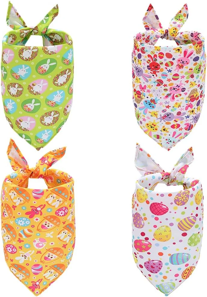 کراسپایر 4 مدل دستمال گردن سگ با طرح تخم مرغ عید پاک، خرگوش، دستمال حیوانات خانگی برای عروسی، شال گردن مثلثی رنگارنگ سگ، اکسسوری تزئینی قلاده برای دوستداران سگ