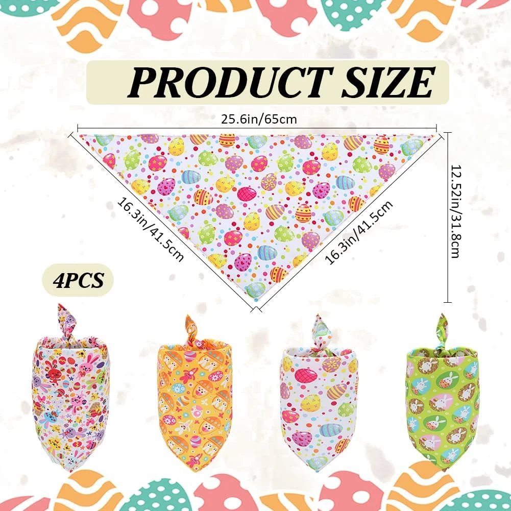 کراسپایر 4 مدل دستمال گردن سگ با طرح تخم مرغ عید پاک، خرگوش، دستمال حیوانات خانگی برای عروسی، شال گردن مثلثی رنگارنگ سگ، اکسسوری تزئینی قلاده برای دوستداران سگ