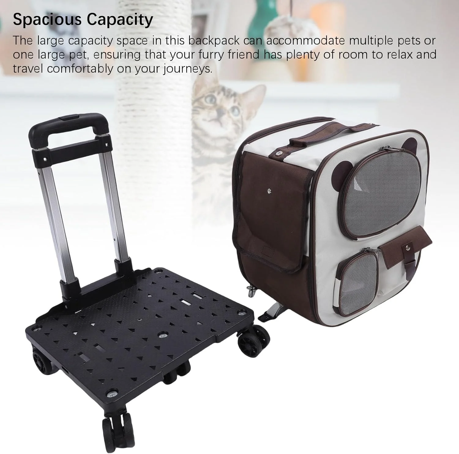 کیف حمل حیوانات خانگی چرخ دار Cryfokt، کوله پشتی حمل حیوانات خانگی 2 در 1 با پنجره تنفسی، کیف بزرگ و قابل حمل برای حمل سگ و گربه برای مسافرت، پیاده روی، استفاده در فضای باز (قهوه ای) کیف حمل حیوانات خانگی چرخ دار Cryfokt، کوله پشتی حمل حیوانات خانگی 2 در 1 با پنجره تنفسی، کیف بزرگ و قابل حمل برای حمل سگ و گربه برای مسافرت، پیاده روی، استفاده در فضای باز (قهوه ای)