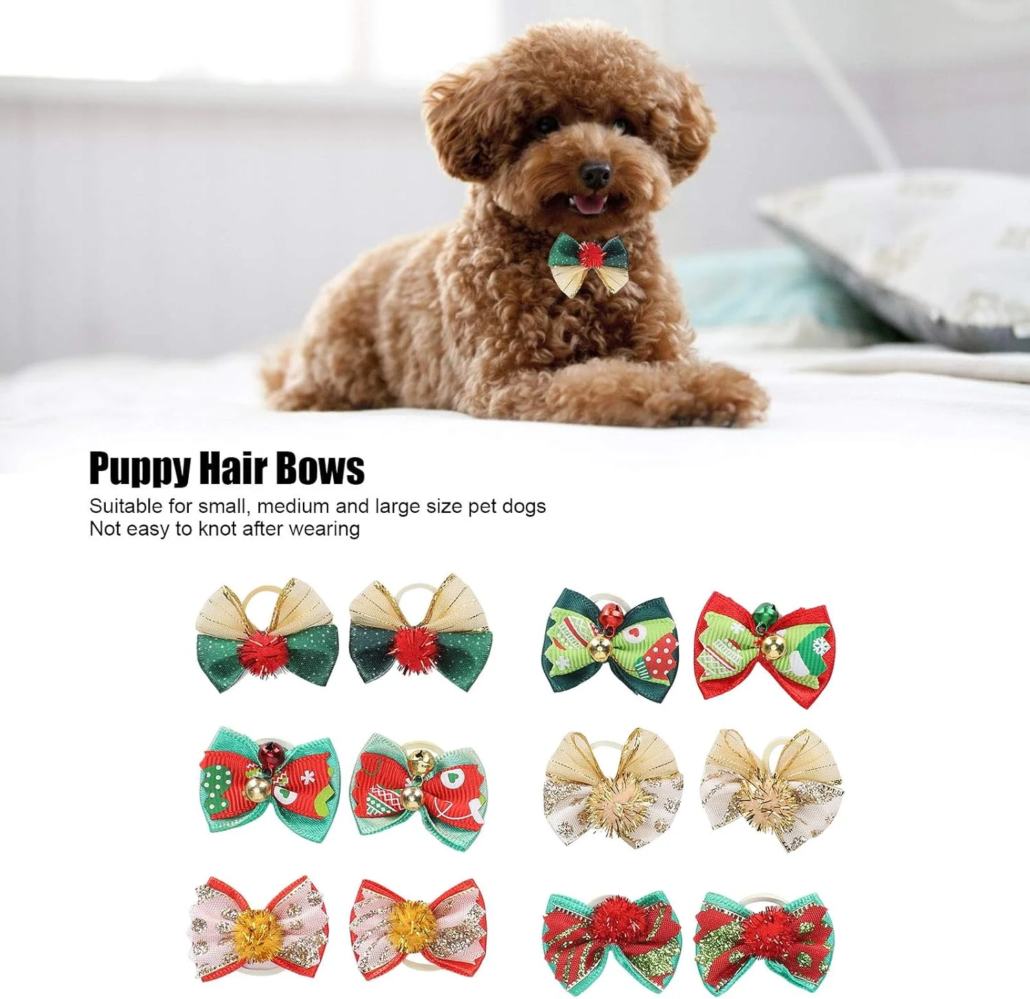 F&Y پاپیون موی حیوانات خانگی زیبا - لوازم جانبی آرایش سگ، توله سگ و گربه - پاپیون تزئینی برای مو و قلاده