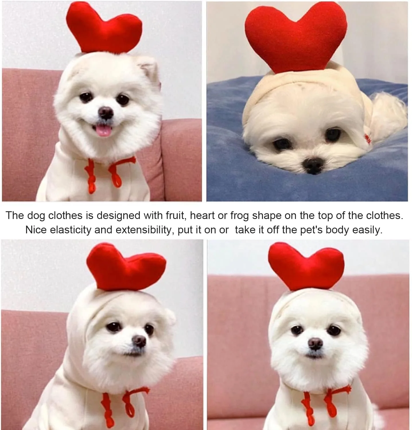 هودی سگ طرح قلب - ژاکت گرم برای سگ ها و گربه های کوچک و متوسط، مناسب برای هوای سرد (XS، سفید) هودی سگ طرح قلب - ژاکت گرم برای سگ ها و گربه های کوچک و متوسط، مناسب برای هوای سرد (XS، سفید)