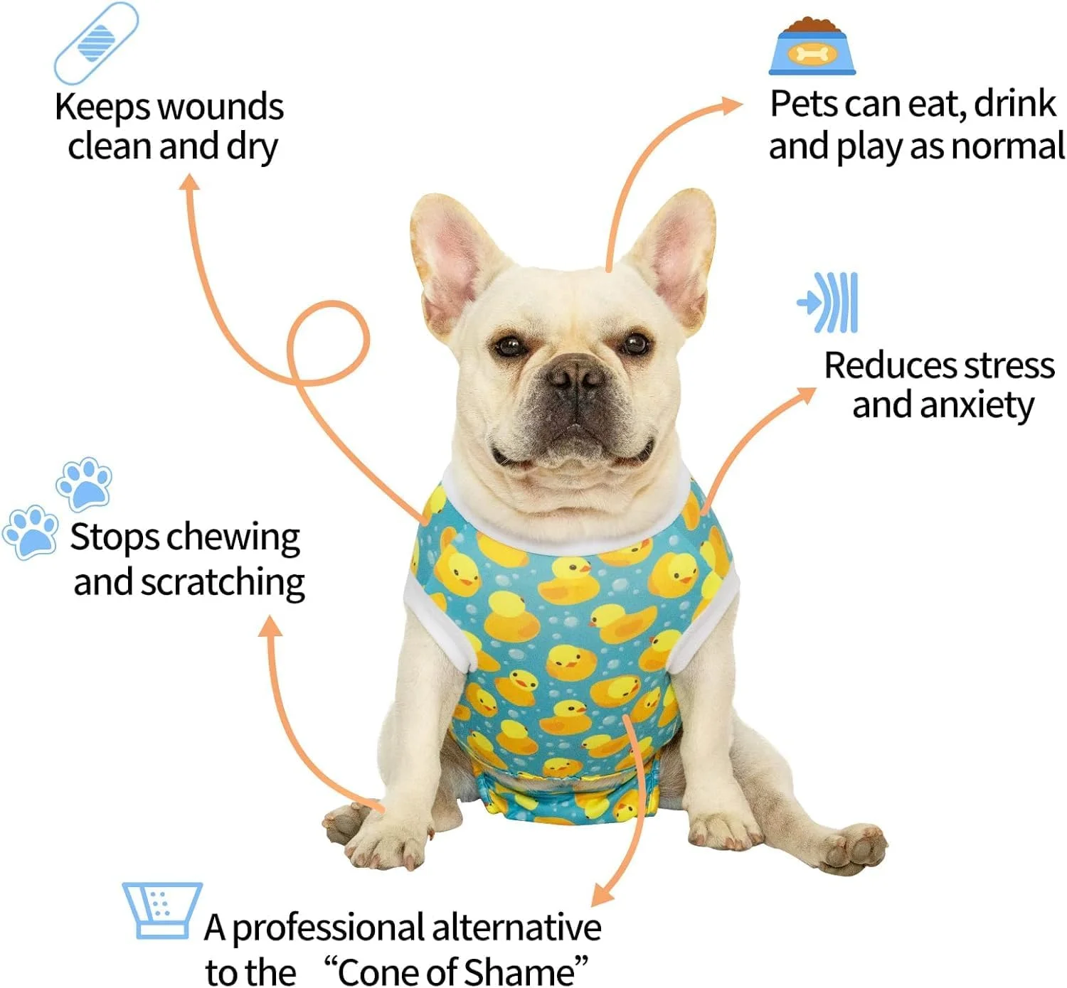 لباس جراحی سگ CuteBone طرح جمجمه مدل SSF03L-DE، لباس یک تکه برای بهبودی جراحی گربه و سگ ماده و نر، جلوگیری از لیسیدن زخم توسط حیوانات خانگی