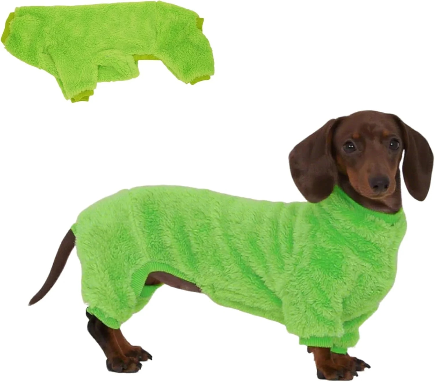 جامپسوت پشمی یقه اسکی مناسب برای سگ های داشهوند، لباس خواب زمستانی نرم و راحت (سبز روشن، M) جامپسوت پشمی یقه اسکی مناسب برای سگ های داشهوند، لباس خواب زمستانی نرم و راحت (سبز روشن، M)