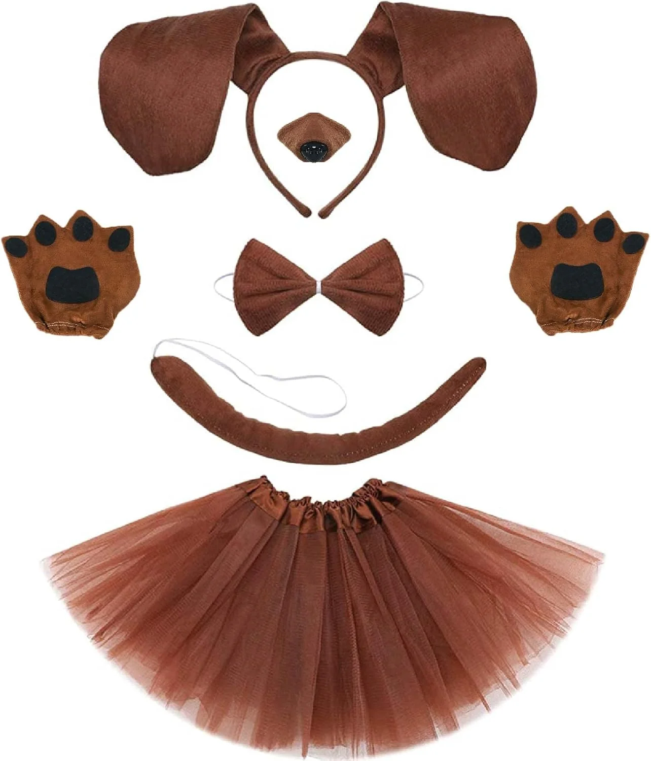 ست 6 تکه لباس سگ توله شامل تل گوش سگ، پاپیون، بینی مصنوعی، دم، دستکش پنجه سگ، لوازم جانبی لباس حیوانات برای هفته کتاب/روز جهانی کتاب ست 6 تکه لباس سگ توله شامل تل گوش سگ، پاپیون، بینی مصنوعی، دم، دستکش پنجه سگ، لوازم جانبی لباس حیوانات برای هفته کتاب/روز جهانی کتاب