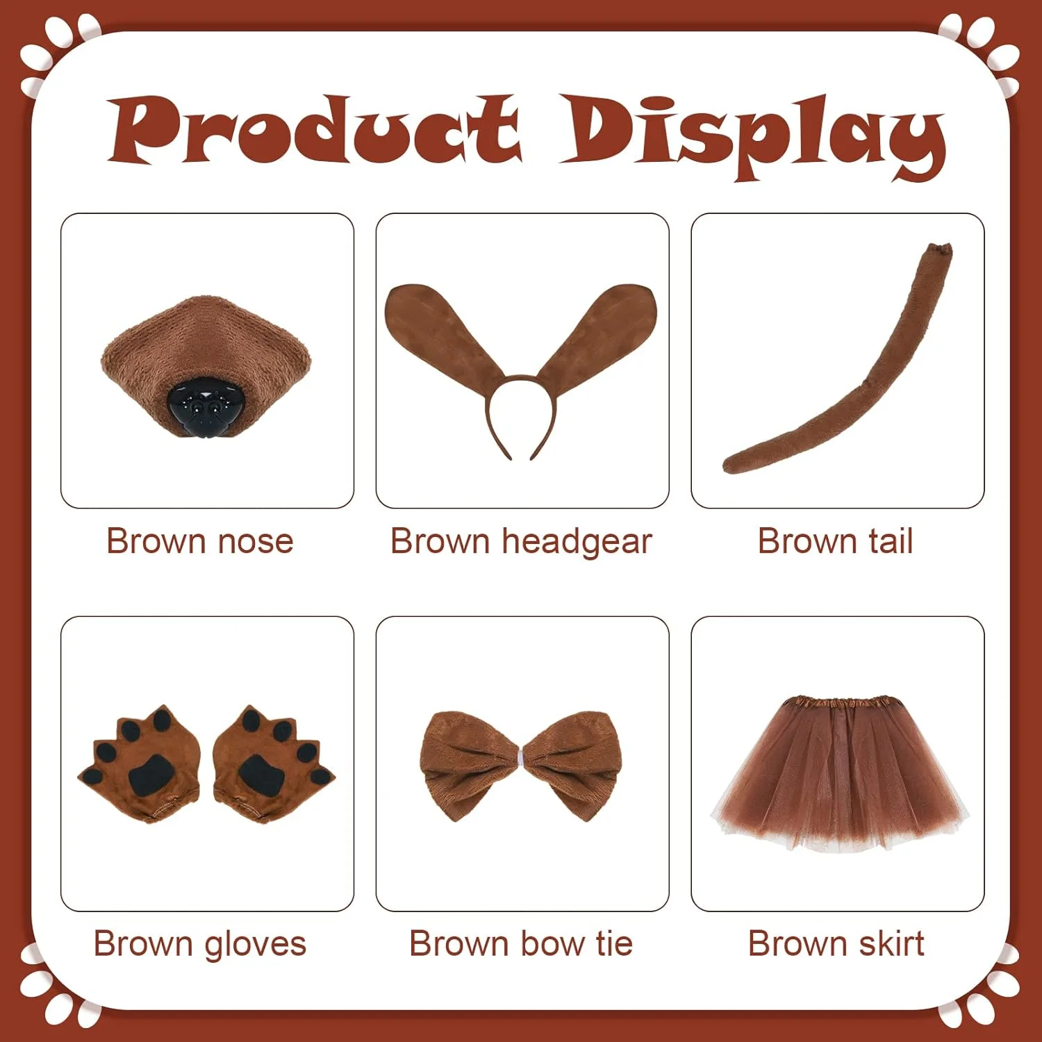 ست 6 تکه لباس سگ توله شامل تل گوش سگ، پاپیون، بینی مصنوعی، دم، دستکش پنجه سگ، لوازم جانبی لباس حیوانات برای هفته کتاب/روز جهانی کتاب ست 6 تکه لباس سگ توله شامل تل گوش سگ، پاپیون، بینی مصنوعی، دم، دستکش پنجه سگ، لوازم جانبی لباس حیوانات برای هفته کتاب/روز جهانی کتاب