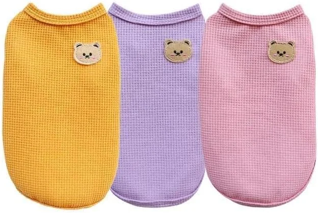 ست 3 عددی تیشرت سگ Defsedar، تنفس پذیر و راحت، لباس بهاری سگ و گربه مناسب توله سگ های کوچک (زرد/صورتی/بنفش، سایز L) ست 3 عددی تیشرت سگ Defsedar، تنفس پذیر و راحت، لباس بهاری سگ و گربه مناسب توله سگ های کوچک (زرد/صورتی/بنفش، سایز L)