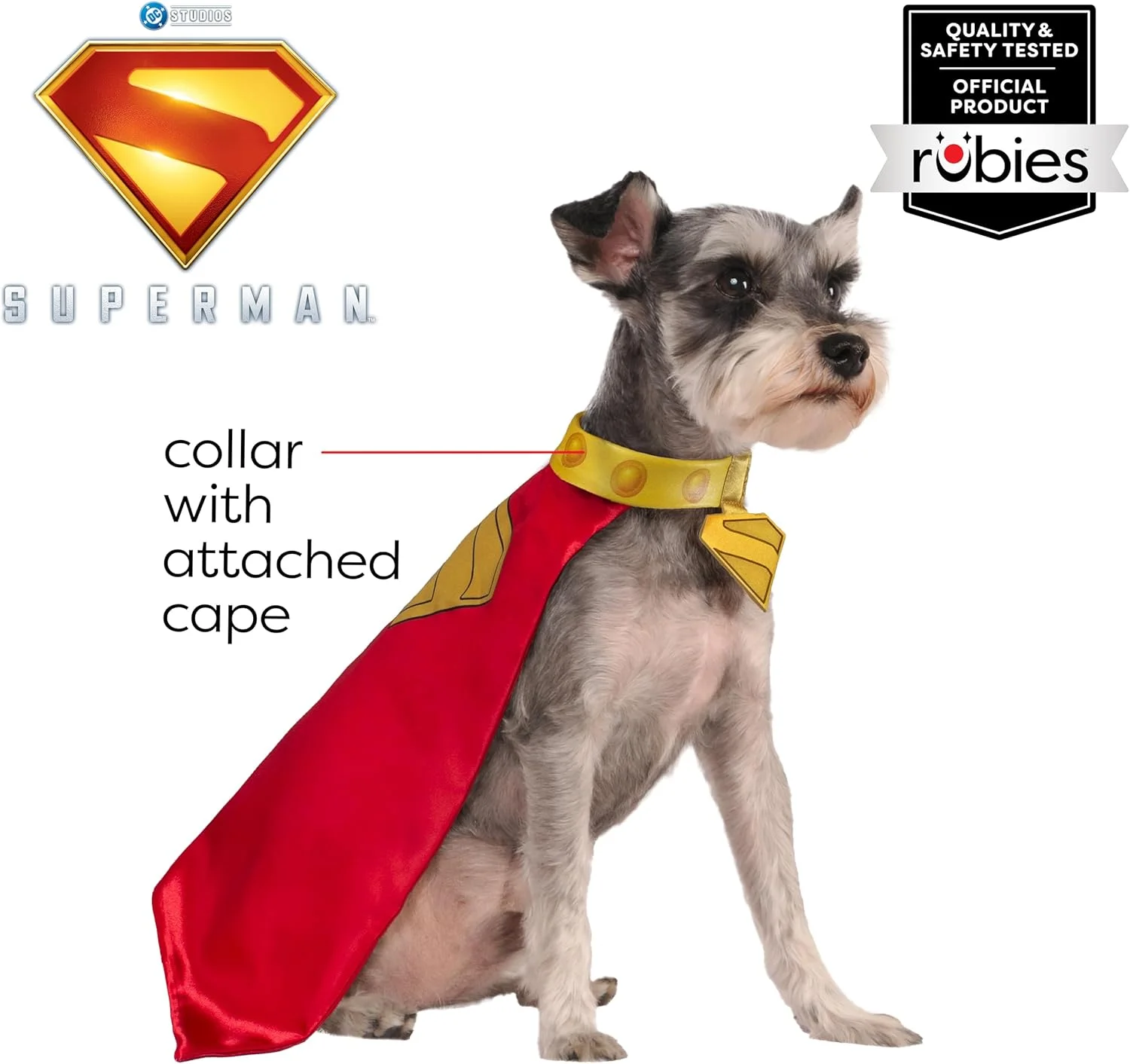 شنل و قلاده حیوانات خانگی کریپتو سوپرمن (فیلم ۲۰۲۵) از روبی، سایز خیلی بزرگ، مناسب سگ و گربه