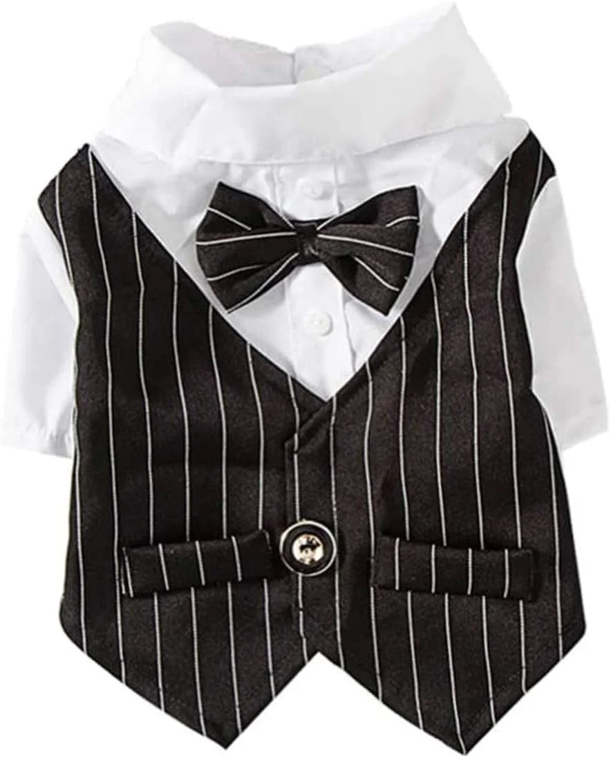 DELFINO لباس حیوانات خانگی لباس سگ پاپیون لباس حیوانات خانگی لباس رسمی تاکسیدو مناسب برای توله سگ تدی گربه لباس مهمانی عروسی سرپوشیده حیوانات خانگی کوچک و زیبا لباس مد سگ و گربه (سایز S مشکی) DELFINO لباس حیوانات خانگی لباس سگ پاپیون لباس حیوانات خانگی لباس رسمی تاکسیدو مناسب برای توله سگ تدی گربه لباس مهمانی عروسی سرپوشیده حیوانات خانگی کوچک و زیبا لباس مد سگ و گربه (سایز S مشکی)