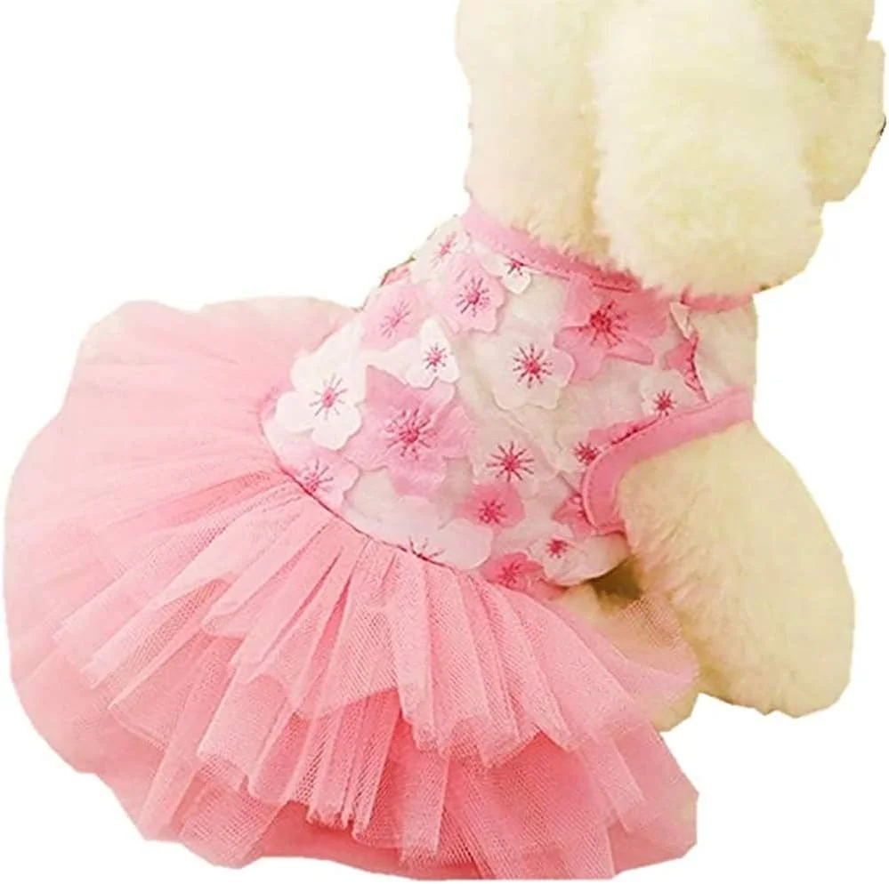 لباس سگ Defsedar، لباس های شیک حیوانات خانگی، لباس پرنسسی سگ های توله سگ توری راه راه (صورتی 2، کوچک)