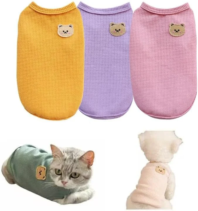 تیشرت سگ پنبهای دفسدار، لباس تابستانی سبک و نرم و تنفسی برای سگ و گربه، جلیقه بدون آستین، لباس سگ برای سگهای کوچک و متوسط، 3 عدد تیشرت سگ پنبهای دفسدار، لباس تابستانی سبک و نرم و تنفسی برای سگ و گربه، جلیقه بدون آستین، لباس سگ برای سگهای کوچک و متوسط، 3 عدد