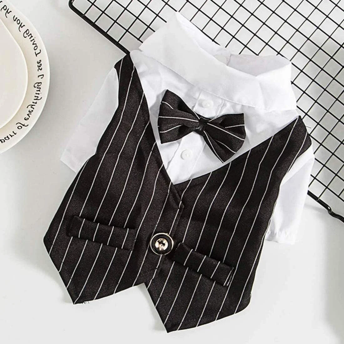 DELFINO لباس حیوانات خانگی لباس سگ پاپیون لباس حیوانات خانگی لباس رسمی تاکسیدو مناسب برای توله سگ تدی گربه لباس مهمانی عروسی سرپوشیده حیوانات خانگی کوچک و زیبا لباس مد سگ و گربه (سایز S مشکی) DELFINO لباس حیوانات خانگی لباس سگ پاپیون لباس حیوانات خانگی لباس رسمی تاکسیدو مناسب برای توله سگ تدی گربه لباس مهمانی عروسی سرپوشیده حیوانات خانگی کوچک و زیبا لباس مد سگ و گربه (سایز S مشکی)