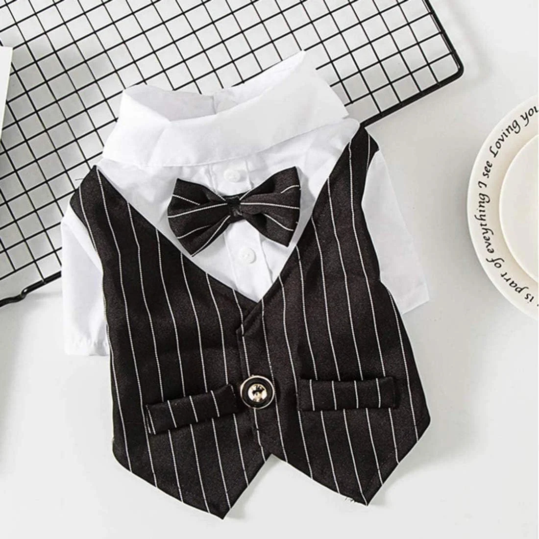 DELFINO لباس حیوانات خانگی لباس سگ پاپیون لباس حیوانات خانگی لباس رسمی تاکسیدو مناسب برای توله سگ تدی گربه لباس مهمانی عروسی سرپوشیده حیوانات خانگی کوچک و زیبا لباس مد سگ و گربه (سایز S مشکی) DELFINO لباس حیوانات خانگی لباس سگ پاپیون لباس حیوانات خانگی لباس رسمی تاکسیدو مناسب برای توله سگ تدی گربه لباس مهمانی عروسی سرپوشیده حیوانات خانگی کوچک و زیبا لباس مد سگ و گربه (سایز S مشکی)