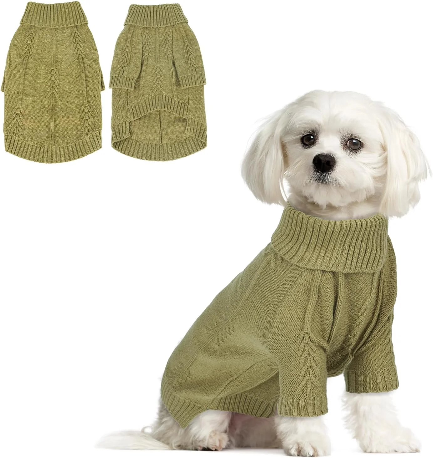 پلیور بافتنی کلاسیک سگ DELIFUR - لباس گرم بافتنی گربه یقه اسکی لباس سگ گربه برای سگ ها و گربه های کوچک و متوسط (سبز، کوچک) پلیور بافتنی کلاسیک سگ DELIFUR - لباس گرم بافتنی گربه یقه اسکی لباس سگ گربه برای سگ ها و گربه های کوچک و متوسط (سبز، کوچک)