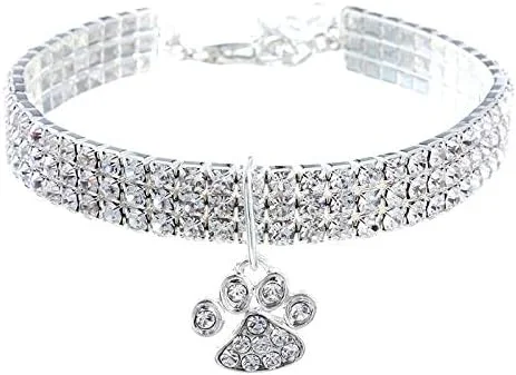 قلاده حیوانات خانگی با آویز قلب پنجه ای نگین دار، قابل تنظیم، مناسب گربه و سگ، گردنبند جواهر کوچک حیوانات خانگی (سفید، L) قلاده حیوانات خانگی با آویز قلب پنجه ای نگین دار، قابل تنظیم، مناسب گربه و سگ، گردنبند جواهر کوچک حیوانات خانگی (سفید، L)