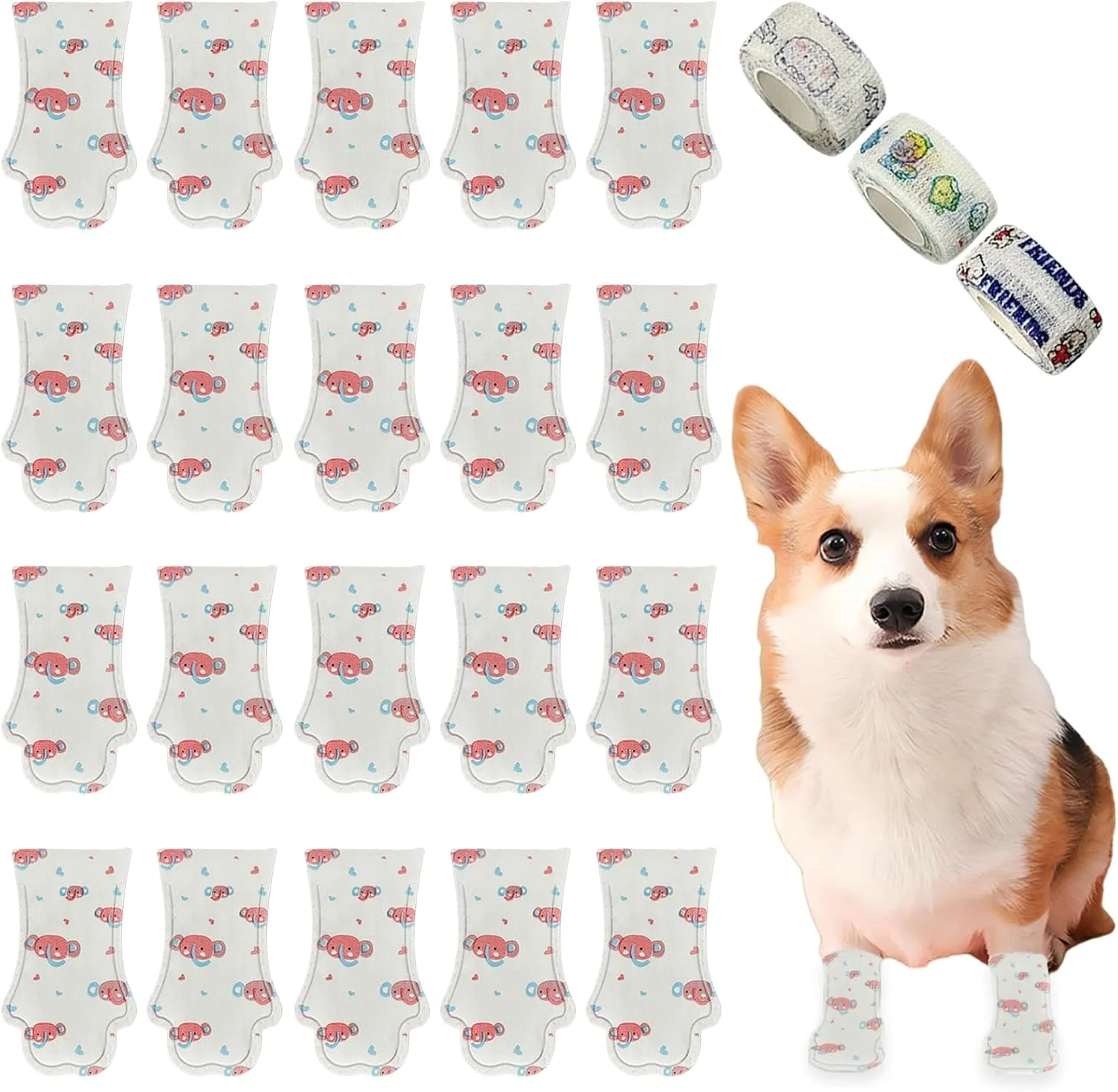 جوراب سگ یکبار مصرف، 20 عدد جوراب سگ یکبار مصرف برای جلوگیری از لیسیدن با باند خود چسب قابل تنظیم، محافظ پا و کفش حیوانات خانگی برای پیاده روی در داخل و خارج از منزل (صورتی، M) جوراب سگ یکبار مصرف، 20 عدد جوراب سگ یکبار مصرف برای جلوگیری از لیسیدن با باند خود چسب قابل تنظیم، محافظ پا و کفش حیوانات خانگی برای پیاده روی در داخل و خارج از منزل (صورتی، M)
