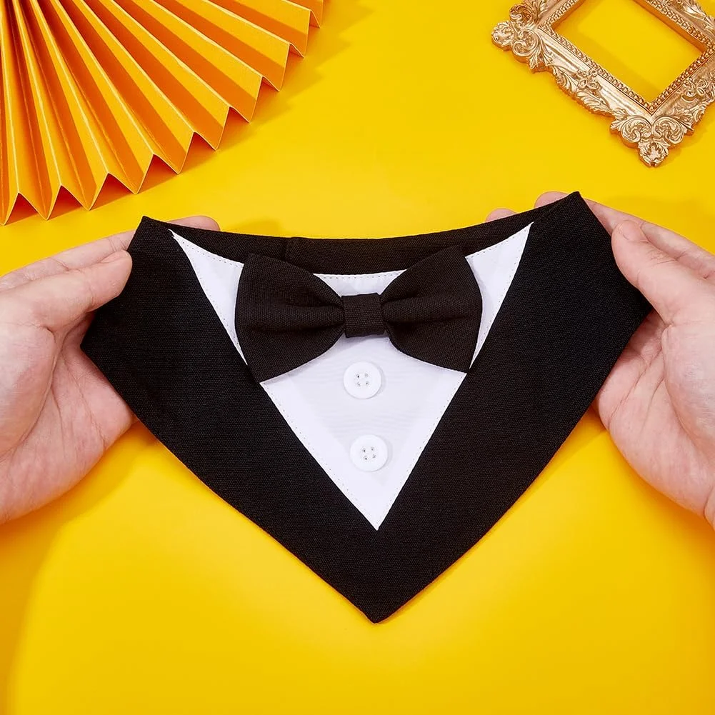 لباس سگ DICOSMETIC، پیراهن پاپیون حیوانات خانگی، تاکسیدوی سگ قابل تنظیم، لباس توله سگ رسمی با پاپیون برای کریسمس هالووین تولد، مشکی M