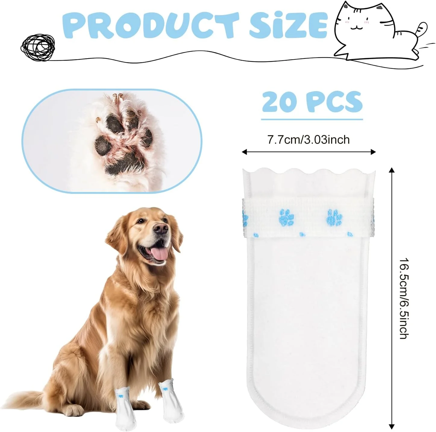 20 عدد پاپوش سگ یکبار مصرف برای محافظت از پنجه، ضد آب با چسب خودکار و بند قابل تنظیم، کفش سگ برای پیاده روی در فضای داخلی و خارجی، پوشش پا 20 عدد پاپوش سگ یکبار مصرف برای محافظت از پنجه، ضد آب با چسب خودکار و بند قابل تنظیم، کفش سگ برای پیاده روی در فضای داخلی و خارجی، پوشش پا