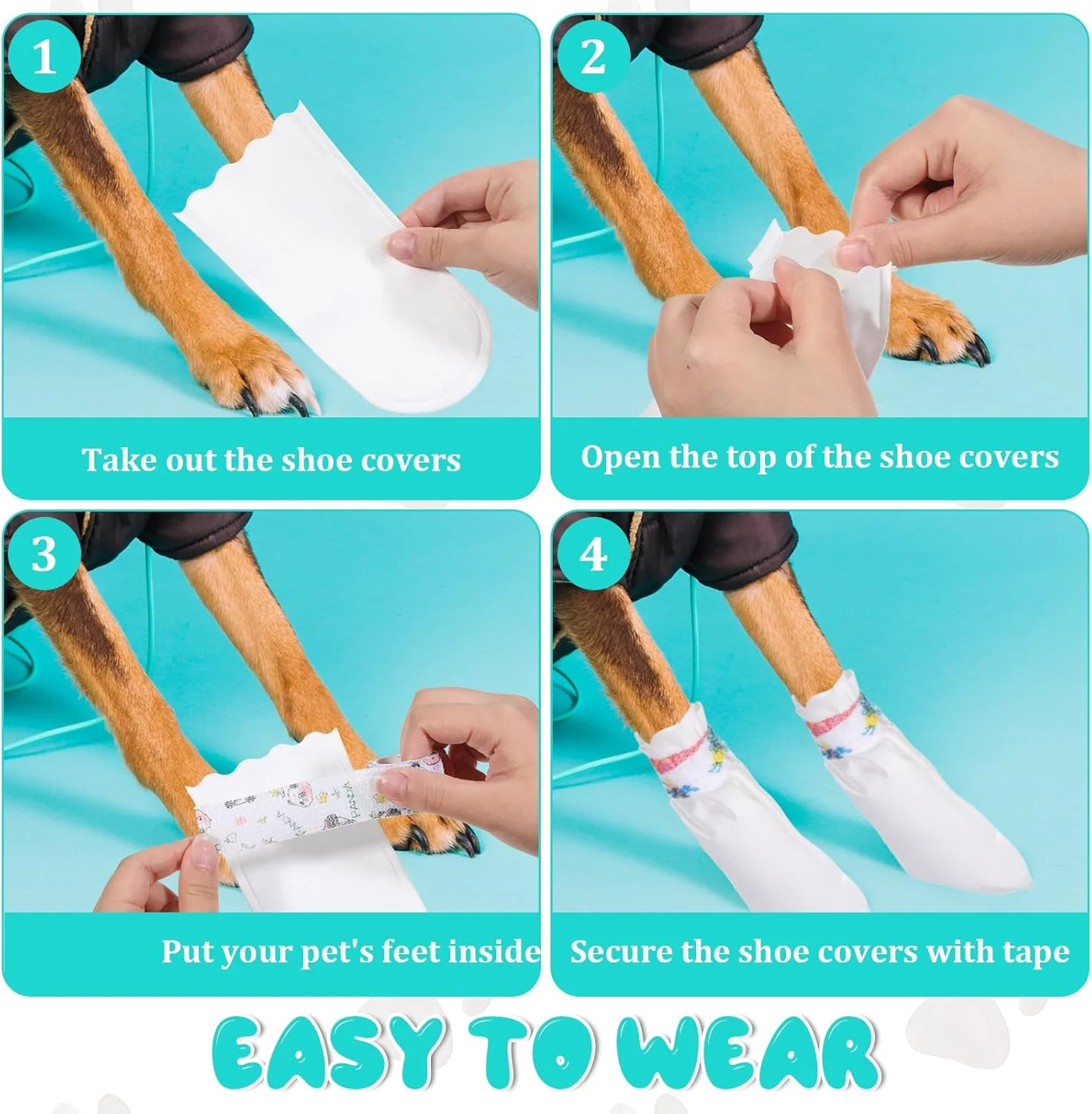 20 عدد پاپوش سگ یکبار مصرف برای محافظت از پنجه، ضد آب با چسب خودکار و بند قابل تنظیم، کفش سگ برای پیاده روی در فضای داخلی و خارجی، پوشش پا 20 عدد پاپوش سگ یکبار مصرف برای محافظت از پنجه، ضد آب با چسب خودکار و بند قابل تنظیم، کفش سگ برای پیاده روی در فضای داخلی و خارجی، پوشش پا