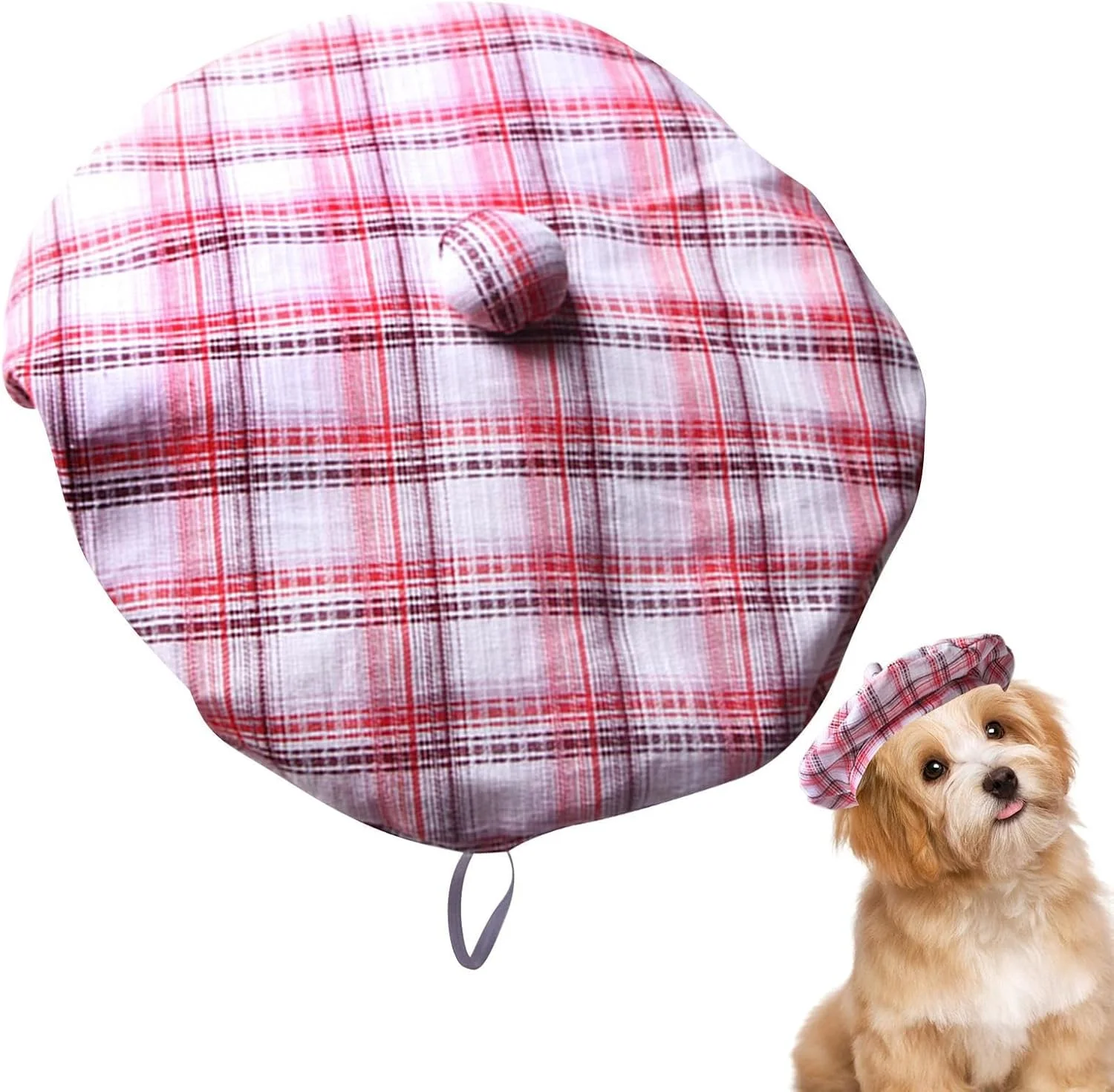 کلاه بره سگ، کلاه فرانسوی توله سگ - کلاه بره توله سگ با بند قابل تنظیم، کلاه هنرمند فرانسوی یکپارچهسازی با سیستمعامل برای سگ ها و بچه گربه ها، مناسب تولد و پیاده روی