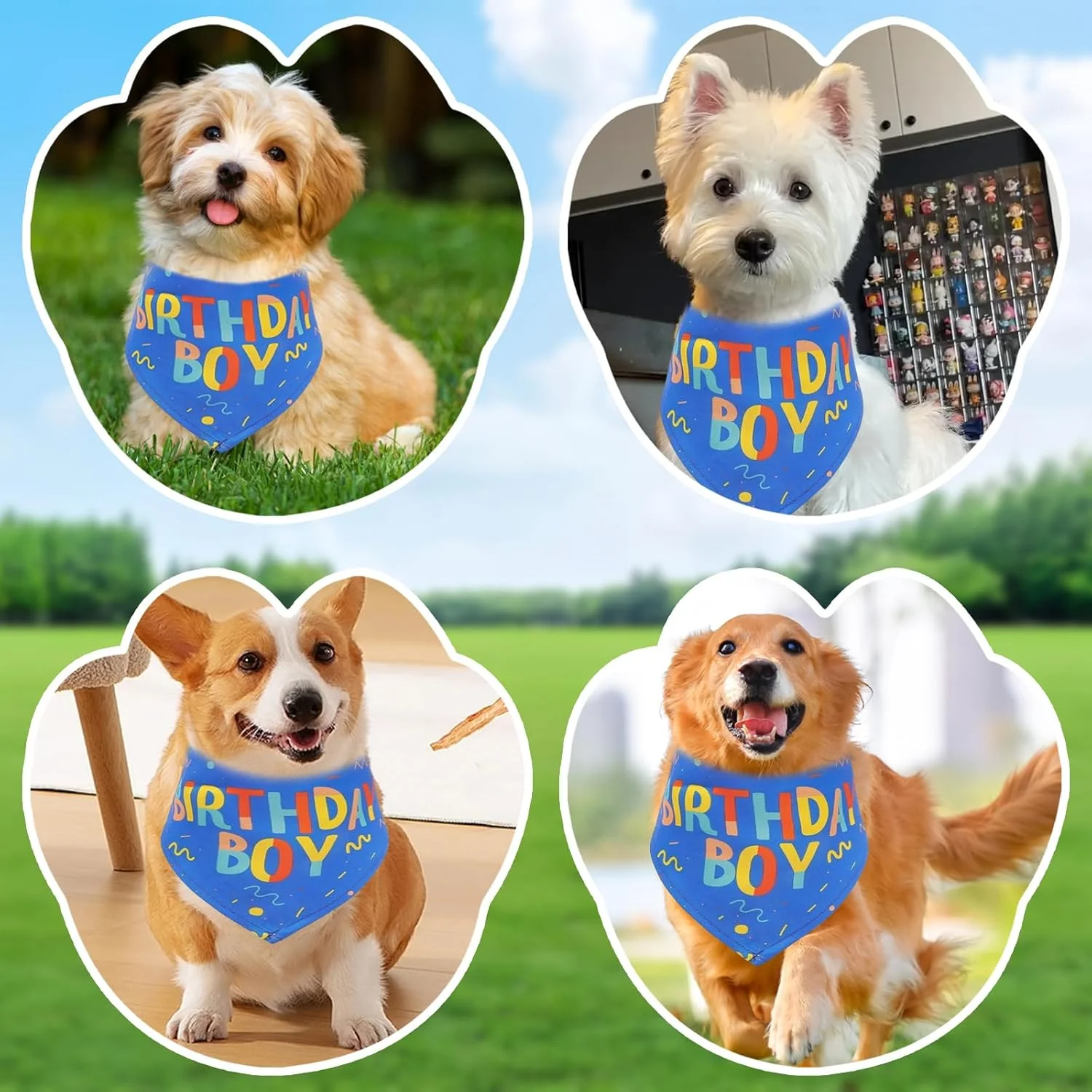 دستمال گردن سگ برای تولد - دستمال سه گوش ShiningUU برای سگ های کوچک و متوسط، دستمال گردن سگ و گربه برای جشن تولد، لوازم جانبی لباس آبی حیوانات خانگی برای جشن تولد