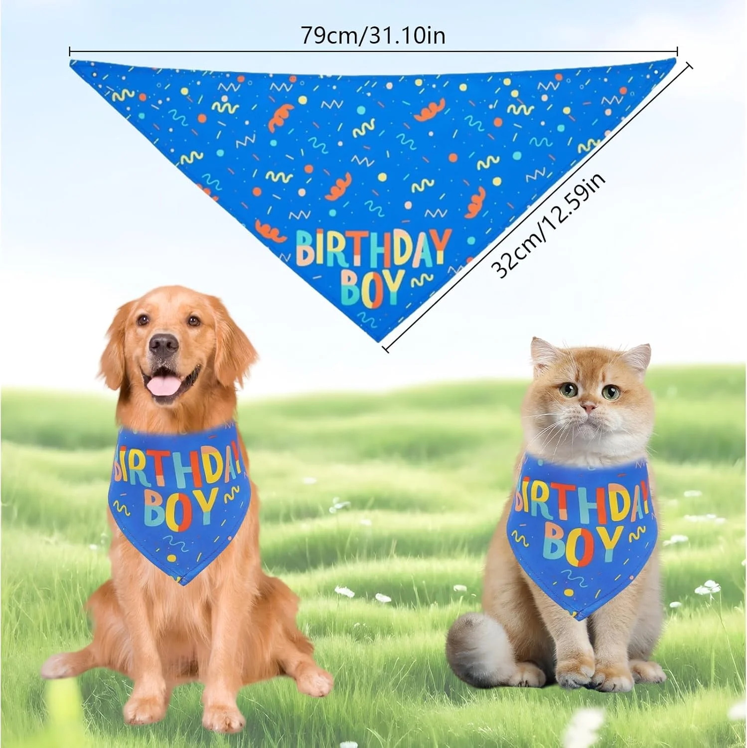 دستمال گردن سگ برای تولد - دستمال سه گوش ShiningUU برای سگ های کوچک و متوسط، دستمال گردن سگ و گربه برای جشن تولد، لوازم جانبی لباس آبی حیوانات خانگی برای جشن تولد
