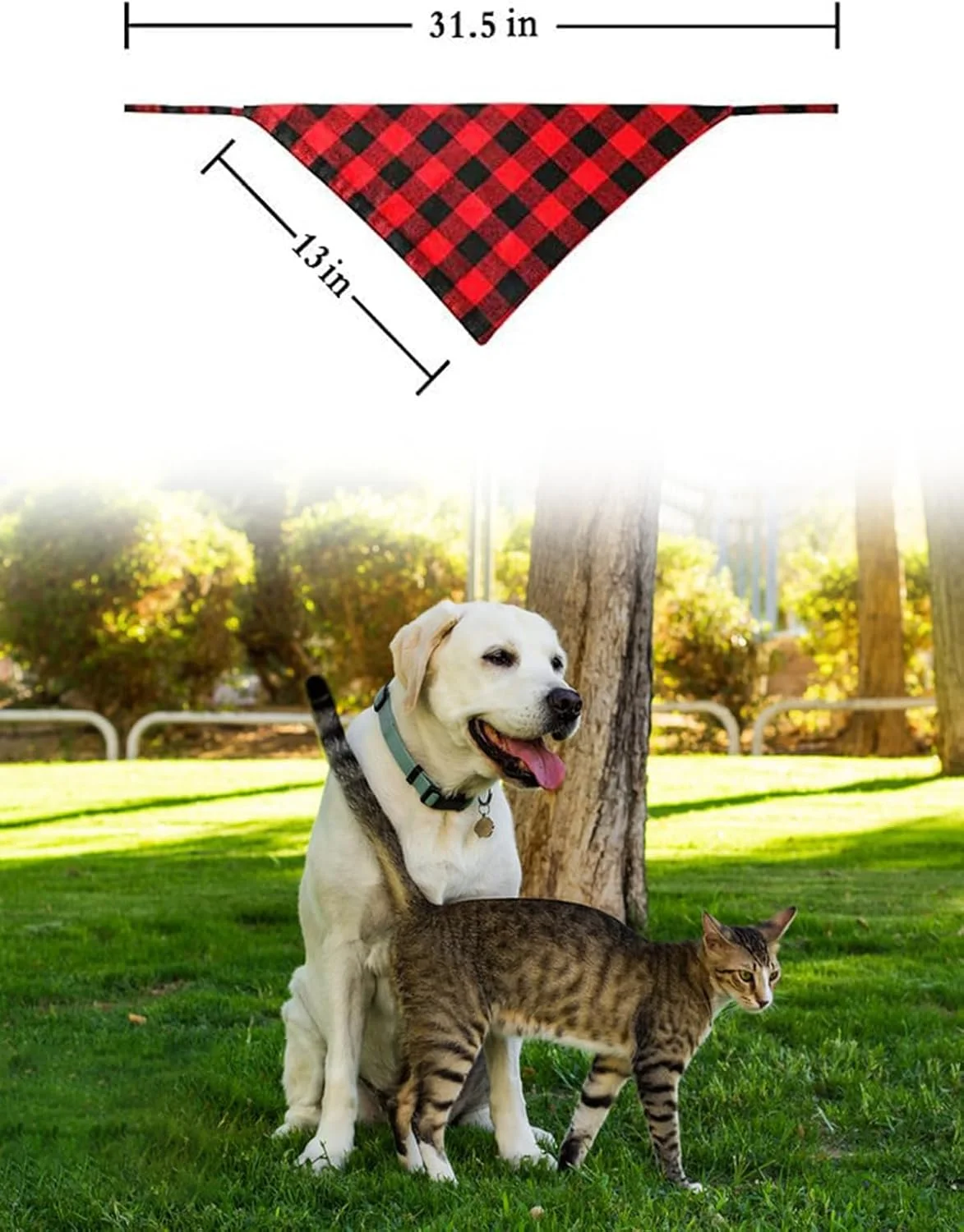 دو عدد دستمال گردن سگ و گربه طرح چهارخانه، هدیه ای برای سگ ها، گربه ها، توله سگ ها و حیوانات خانگی کوچک، متوسط و بزرگ (قرمز)