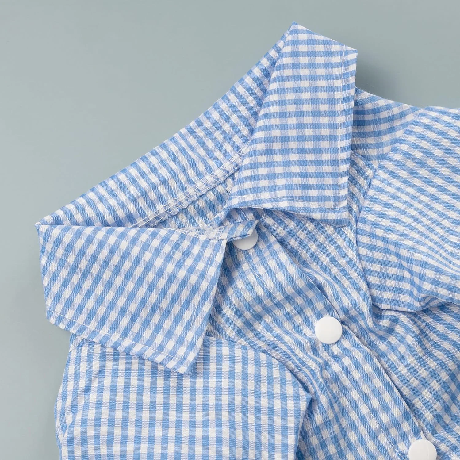 لباس سگ با طرح چهارخانه - لباس شیک سگ با بست دکمه ای برای حیوانات خانگی کوچک، آبی روشن، بزرگ