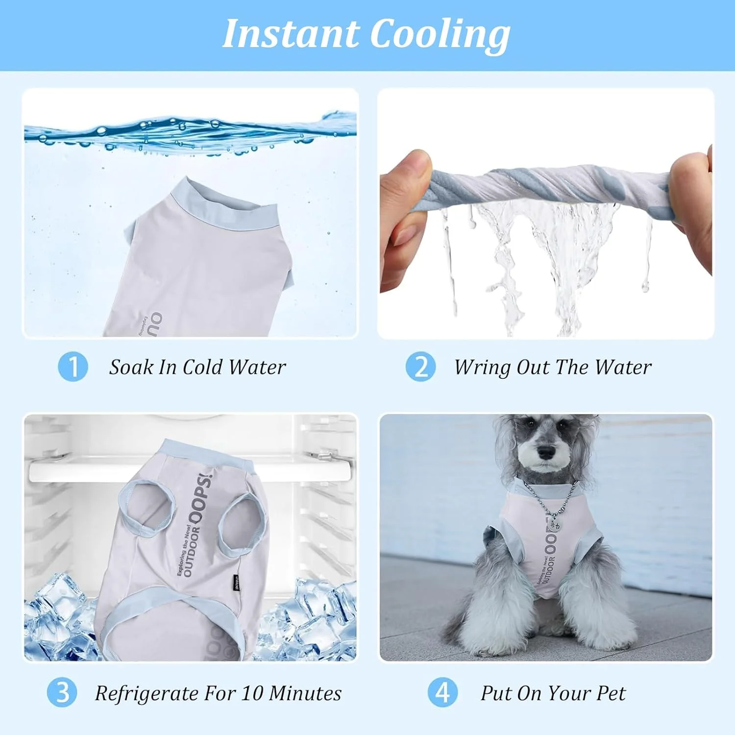جلیقه خنک کننده سگ، جلیقه یخی سبک و قابل تنفس، کت ایمن برای محافظت از آفتاب تابستان برای سگ های کوچک در داخل و خارج از منزل و فعالیت ها
